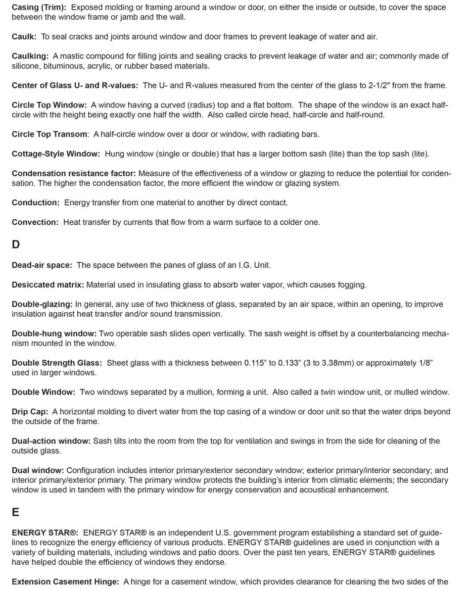 Polaris windows, patio doors, and entry doors glossary terms page 2