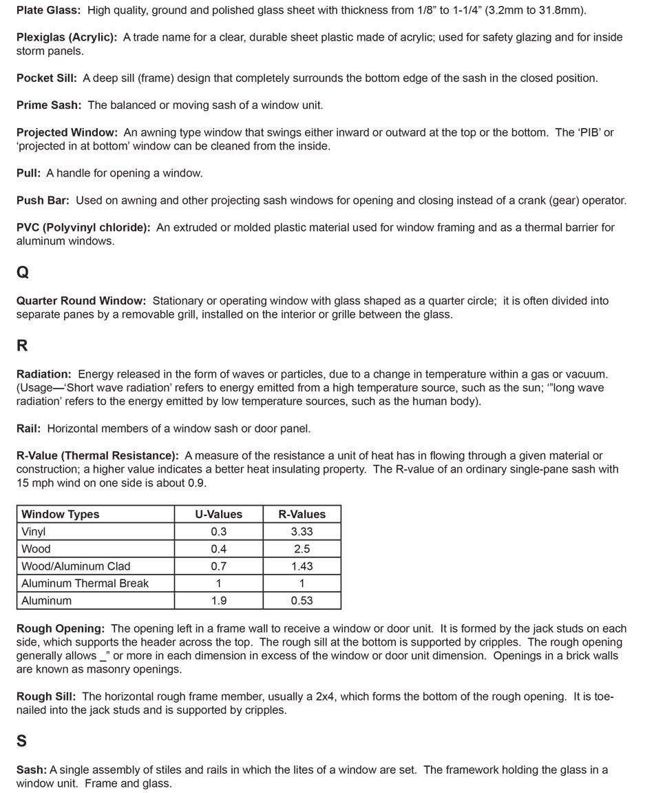 Polaris windows, patio doors, and entry doors glossary terms page 7